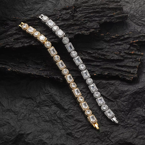 Tennis Bracelet, Rectangular Round <b>Spacer</b> Copper Inlaid Zircon Couple Fashion Tanjing Fashion Lijing Necklace - Product Image 4