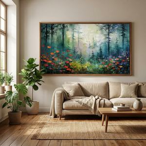 Peinture à l'huile texturée « Éclat de la forêt enchantée », style nature morte, arts décoratifs pour la décoration intérieure et l'art mural des hôtels - Product Image 2