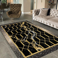 Tapis de sol vintage de luxe 3m, design marbré moelleux personnalisé, imprimé 3D abstrait, pour salon