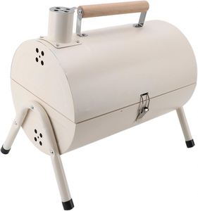 Portable Modern Iron Folding Charcoal <b>Grill</b> Mini Barrel <b>BBQ</b> Stove Adjustable Height Wooden Handle for Camping Picnic Travel - Product Image 4