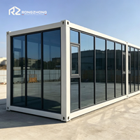 Conteneur plat préfabriqué 20 pieds 40 pieds, maison modulaire, bureau temporaire portable, bâtiment en verre respirant