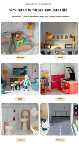 Villa miniature en bois pour poupées, modèle de <span class=keywords><strong>maison</strong></span> de poupée, vente en gros, pour enfants unisexes de 2 à 13 ans, <span class=keywords><strong>jouet</strong></span> DIY bleu - Product Image 4