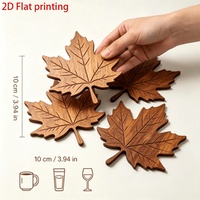 Sous-verre élégant en bois en forme de feuille d'érable, résistant à la chaleur, fabriqué en Chine, idéal pour Noël