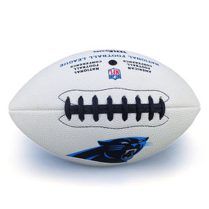 Bola Rugby Kulit PU Profesional Logo Kustom Putih Hitam Ukuran 9 Bola American <span class=keywords><strong>Football</strong></span> - Product Image 1