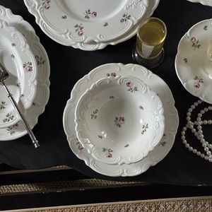 French Vintage Lace Rose Flower Relief Ceramic Plate Antique Afternoon Tea <b>Dessert</b> Plate, Household Plate - Product Image 2