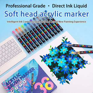 Conjunto de Marcadores Acrílicos com Ponta Flexível 12 Cores 0.5-5mm Cabeça Macia Suprimento de Arte para Crianças Estudantes DIY Graffiti - Product Image 4