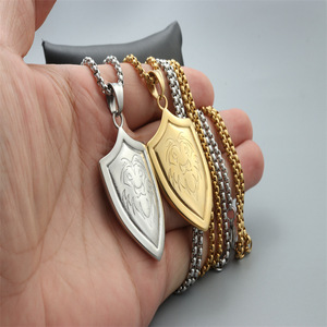 Collar con colgante de escudo de león, acero inoxidable, unisex, joyería de moda, regalo - Product Image 2