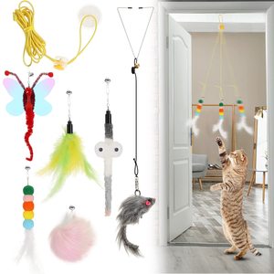 Venta caliente mascota gato juguete elástico retráctil puerta colgante juguete interactivo gatito ratón hierba gatera rascador y mordedor juguete - Product Image 1