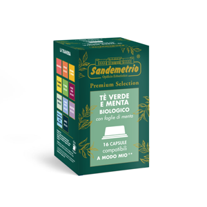 16 Cápsulas de Infusión de Té Verde y Menta Sandemetrio Compatibles con A Modo Mio [0.16/Cápsula] - Product Image 1