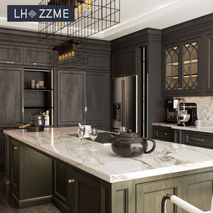 Mobile da <span class=keywords><strong>Cucina</strong></span> in Stile Rustico Europeo in Melaminico con Isola e Cassetti con Chiusura Ammortizzata per Villa - Product Image 2