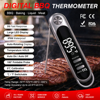 Thermomètre alimentaire numérique pliable, étanche IPX6, en plastique de qualité alimentaire, lecture instantanée, thermomètres à viande pour barbecue et cuisson