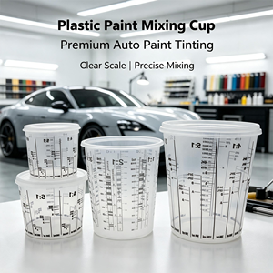 Gobelet transparent jetable <span class=keywords><strong>pour</strong></span> mélange de peinture, idéal <span class=keywords><strong>pour</strong></span> la préparation de la peinture <span class=keywords><strong>automobile</strong></span> en atelier de <span class=keywords><strong>carrosserie</strong></span> - Product Image 1