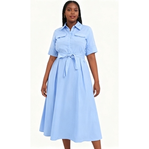 Robes chemises boutonnées à col et ceinture pour femmes, nouvelle collection printemps, vente en gros, tendance - Product Image 6