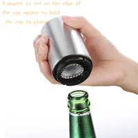 कस्टम लेजर लोगो स्टेनलेस स्टील चुंबकीय पुश नीचे स्वचालित बीयर की बोतल सलामी बल्लेबाज/बोतल कैप सलामी बल्लेबाज/Destapador डे Cerveza