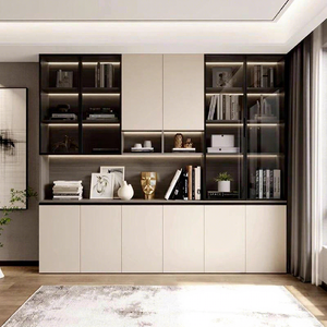 Librero Moderno <span class=keywords><strong>de</strong></span> Lujo en Madera <span class=keywords><strong>de</strong></span> Roble <span class=keywords><strong>con</strong></span> Puerta <span class=keywords><strong>de</strong></span> Vidrio para Sala <span class=keywords><strong>de</strong></span> Estar u Oficina - Product Image 3