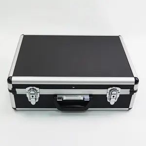 सामान्य टूलबॉक्स संभाल सूटकेस ले जाने में हार्ड पोर्टेबल अटैची टूलींग खाली बॉक्स एल्यूमीनियम भंडारण 18 काला उपकरण मामले