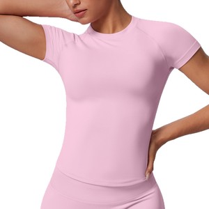 New Cross-border European American Seamless Solid Color Tight-fitting High-elastic Breathable Short Sleeve <strong>T</strong>-<strong>shirt</strong> <strong>for</strong> <strong>Adults</strong> - Product Image 5