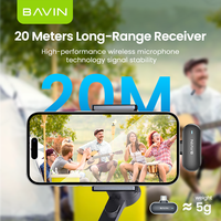 BAVIN MP100 mikrofon Lavalier nirkabel, mikrofon penghilang kebisingan Android tipe c untuk ponsel