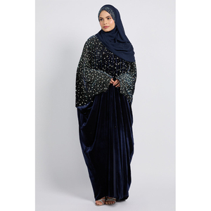 Vestido árabe musulmán modesto con capa abierta para mujer, de terciopelo elegante y lujoso, personalizado por LEDUO, ideal para Eid. - Product Image 1