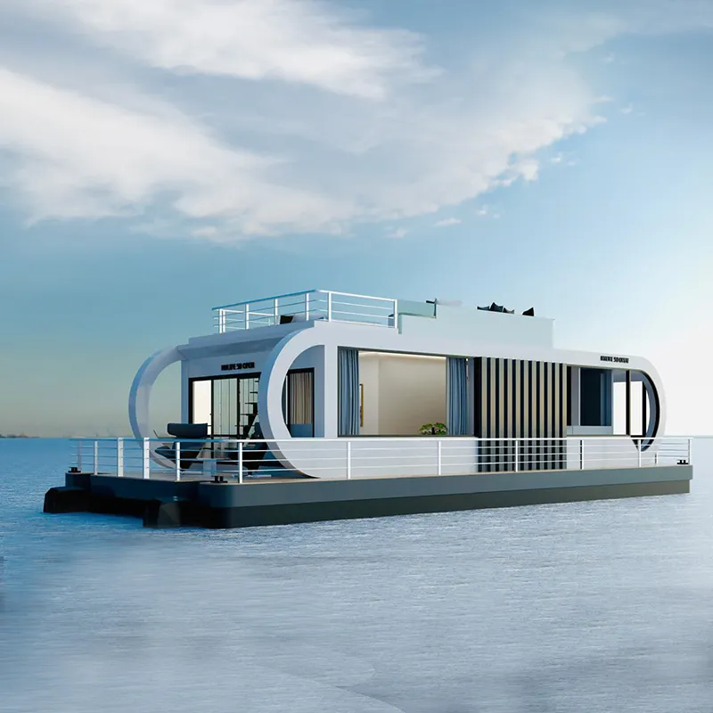 Personalizza stile e dimensioni casa barca Yacht di lusso pontone in alluminio casa galleggiante in vendita