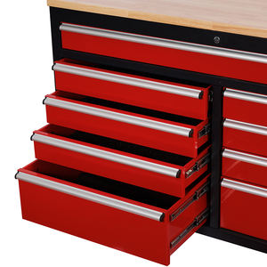 चल गैरेज कार मरम्मत 9 विभाजित दराज 52 इंच लॉक करने योग्य लाल धातु उपकरण कैबिनेट मास्टरफोर्स उपकरण कैबिनेट - Product Image 5