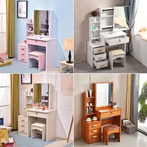 Girls Nordic Style Design <strong>Cheap</strong> Storage Mirrored <strong>Vanity</strong> Make up Dressing Table Set 4 Drawers White Dresser Furniture for Bedroom - Product Image 2