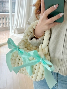2025 nouvelle mode fil <span class=keywords><strong>géant</strong></span> tresse <span class=keywords><strong>Boe</strong></span> sac à main doux Tube fil à la main tissé Crochet épaule sac à main pour les femmes - Product Image 3