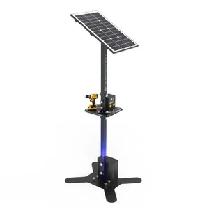 Y2Power ACG Solar Powered Job-Site Charging Station for cellphone with rotatable rack solar panel and X-shape floor stand