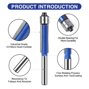 <span class=keywords><strong>Fraise</strong></span> <span class=keywords><strong>à</strong></span> défoncer <span class=keywords><strong>à</strong></span> double roulement, queue ronde de 1/4 pouce et 6 mm, 2 dents en carbure, outils de travail du bois, jeu de fraises droites - Product Image 5