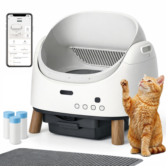 OEM Extra Large Self Cleaning Litter Box for Multiple Cats Open-Top Odor-Free Electric Kitty Automatic Cat Toilet Safety Sensors
