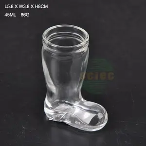 Hotsale 50ml special shape boot shaped shot beer glass / shoes shaped shot glass