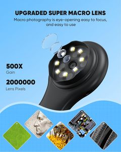 แว่นขยายพกพาขนาดเล็กสำหรับเด็ก พร้อมไฟ LED ดิจิตอล ขยายได้ 500 เท่า 4 เท่า ของขวัญวันคริสต์มาส วันเกิด สำหรับเด็กชาย เด็กหญิง 8910-355 ไฟ LED - Product Image 5