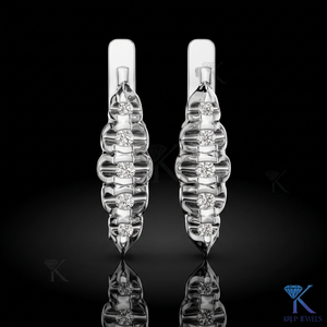 Custom Lab Grown CVD HPHT Diamond Filled Brilliant Cut Fluted Huggie <b>Hoop</b> <b>Earrings</b> 5 Stone Snap Back 14K <b>Solid</b> Gold Luxury - Product Image 2