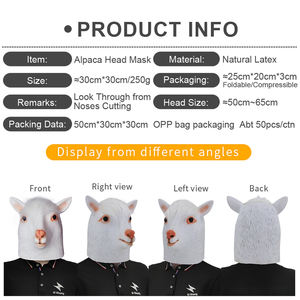 หน้ากากปาร์ตี้วันฮาโลวีนหน้ากากโคลนม้า Alpaca,อุปกรณ์ประกอบฉากสัตว์หัวม้า Alpaca หน้ากากยางแพะ - Product Image 2