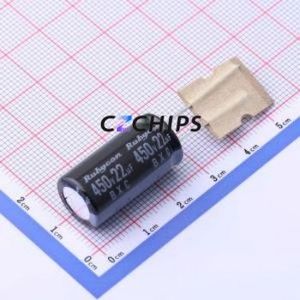 Condensador Electrolítico de Aluminio de Orificio Pasante 450BXC22MEFCG412.5X25, Orificio Pasante, D12.5xL25mm 22uF 20% 450V 600mA-100kHz - Product Image 1
