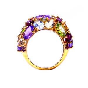 Bague de cocktail personnalisée en argent sterling 925 plaqué or faite à la main avec pierres semi-précieuses Bague fine en vermeil d'éternité plaquée or - Product Image 3