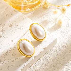 316L Stainless Steel Pearls Thick <b>Necklace</b> Earrings <b>Ring</b> for Women Simple Vintage Jewelry Set Gifts Party Accessories - Product Image 3