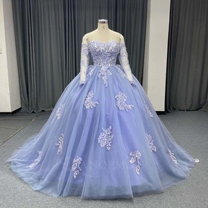 Robe de Quinceañera élégante bleu pétrole Lsany275, col cœur, avec appliques florales scintillantes, robe de bal avec traîne Jancember - Product Image 6
