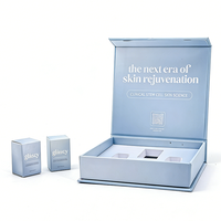 Boîte cadeau magnétique bleu clair personnalisée pour soins de la peau, emballage rigide en carton de luxe pour ensemble de sérums cosmétiques avec logo personnalisé