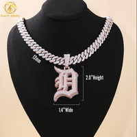 Pendentif de Luxe Diamant Moissanite VVS Iced Out Bijoux Hip-Hop Lettre Initiale Argent 925 Personnalisé