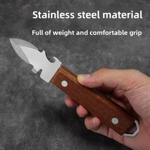 Cuchillo de ostra multifuncional de acero inoxidable al por mayor con mango de madera para barbacoa al aire libre herramienta de cocina - Product Image 3