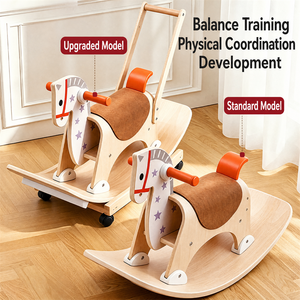 <span class=keywords><strong>Cheval</strong></span> à bascule <span class=keywords><strong>en</strong></span> <span class=keywords><strong>bois</strong></span> 4-<span class=keywords><strong>en</strong></span>-1 pour bébé, planche d'équilibre, chariot à pousser, jouet à chevaucher, jouet Montessori pour l'éveil et le développement de la motricité globale - Product Image 5