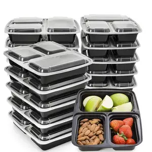 HSFT Reutilizável Microondas Plástico Recipientes De Armazenamento De Alimentos Compartimento Recipientes De Refeição Prep Bento Lunch Box
