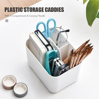 Haute qualité pas cher Avec poignée Ménage En Plastique Garde-Manger Armoire Organisateur De Bureau Boîte De Rangement Maquillage Vanity Bin retour à l'école
