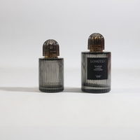 Botol Parfum Kaca Bulat Kosong Mewah 100ml Desain Fashion, Botol Parfum Garis Vertikal Kecil 30ml 50ml