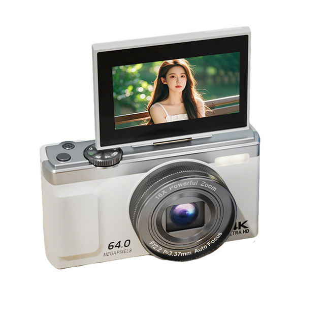 Aesthetic Screen Mirrorless Camera 4K Ultra HD 64MP CMOS F1.2 f=3.37mm Auto Focus 16X Zoom Student Selfie Vlog Camera