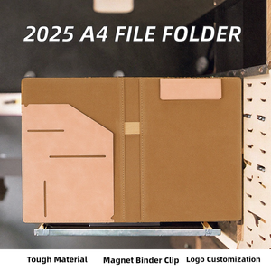 Wenshun <span class=keywords><strong>2025</strong></span> thiết kế mới A4 PU da thư mục tập tin với Magnetic Binder Clip biểu tượng tùy chỉnh - Product Image 2