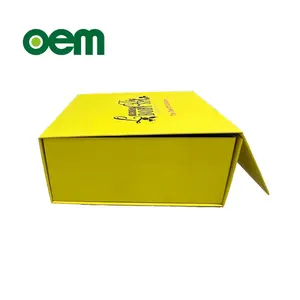 Oem reasonable price clothing packaging paper gift packing modern customized design magbetic box with magnetic lid yellow