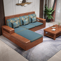Muebles de Sala de Estar Modernos de Color Personalizado, Sofá de Esquina de Cuero con Estructura de Madera Maciza en Forma de L, Sofá de Lujo para Sala de Estar con Gabinete