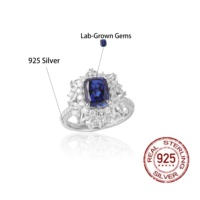 DEYIN pierre précieuse naturelle laboratoire cultivé saphir pierre précieuse bague carrée S925 argent Miossantie bague bijoux fins de haute qualité